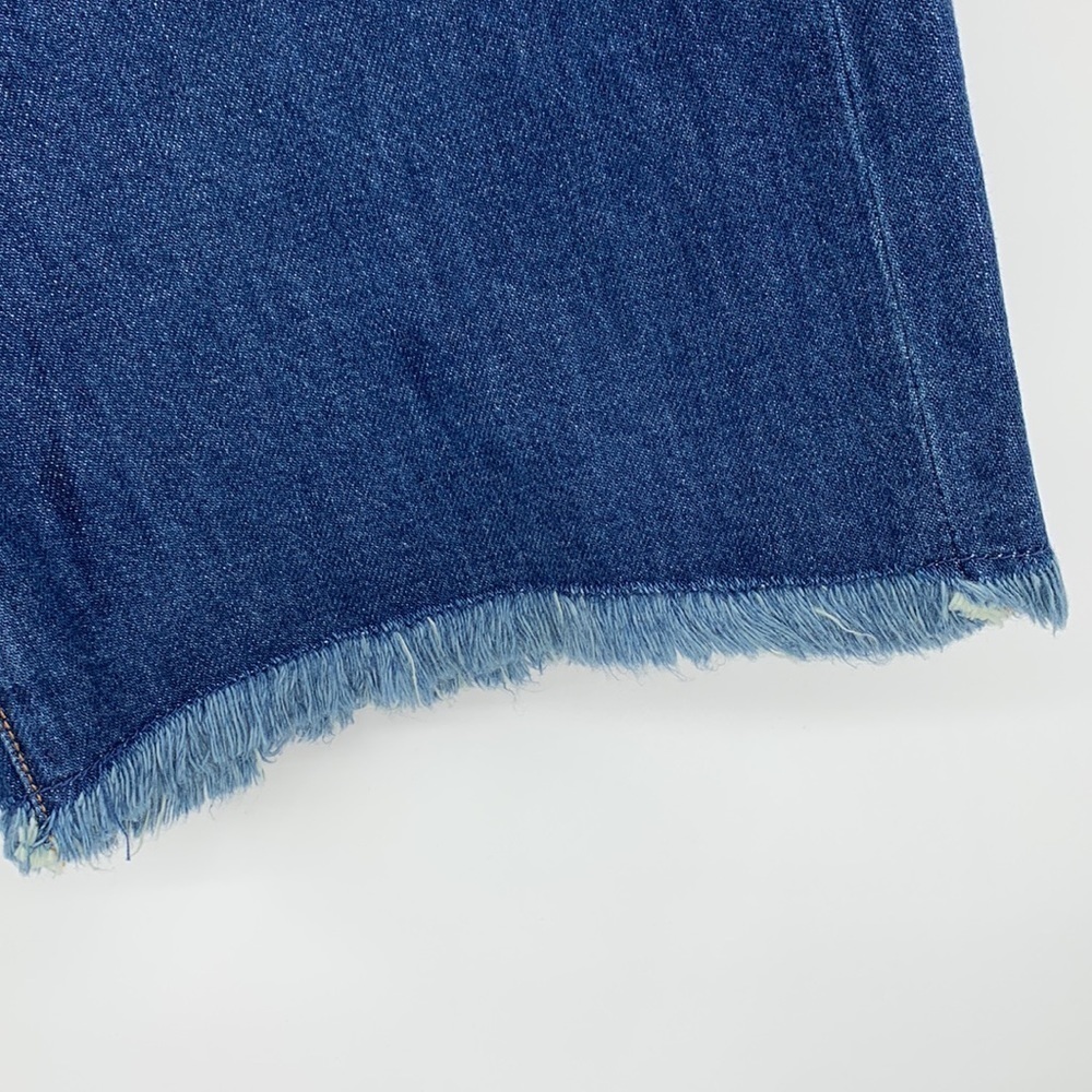 Sandrine Rose cut-off long denim jean shorts dark wash frayed hem blue new 29 - Picture 2 of 5